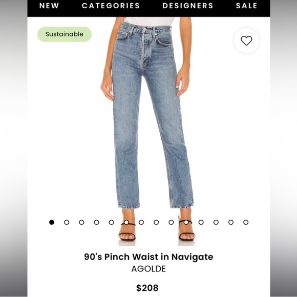 Agolde Blue Straight Leg Jeans High-Rise